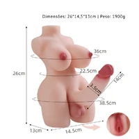 Masturbador Meio Corpo Realístico Hermafrodita Vagina e Ânus Pênis