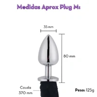 Plug Anal em Aço Inoxidável com Cauda Rabo de Pelúcia