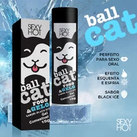 Gel Beijável Para Sexo Oral Ball Cat Esquenta e Esfria- Sabor Black Ice