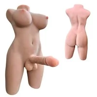 Masturbador Travesti Meio Corpo Cyberskin Com Seios E Pênis