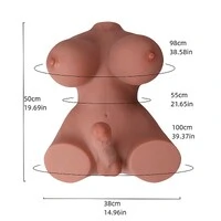 Boneca Hermafrodita Meio Corpo Pênis Vagina Ânus Sex Doll