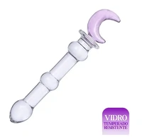 Plug Anal de Vidro Dildo Estimulador Formato de Lua