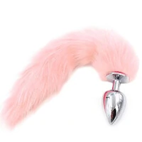 Plug Anal em Aço Inoxidável com Cauda Rabo de Pelúcia