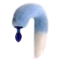 Plug Anal de Vidro com Rabo Longo Azul