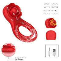 Anel Peniano Duplo com Vibrador Rosa Estimuladora