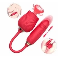 Vibrador de Ponto G e Clitóris com Vai e Vem Formato de Rosa Hortênsia