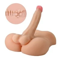 Boneco Meio Corpo Masculino Pênis Vibrador Vai e Vem com Ânus