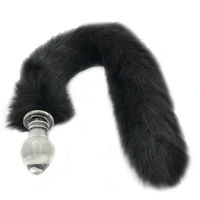 Plug Anal de Vidro com Rabo Longo Preto