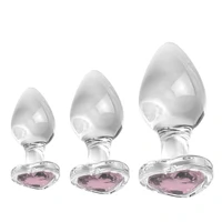 Plug Anal Grande em Vidro com Pedra Brilhante na Base Formato Coração