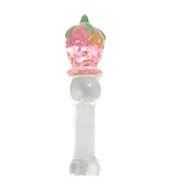 Plug Penetrador Dildo de Vidro em Alto Relevo Formato de Morango
