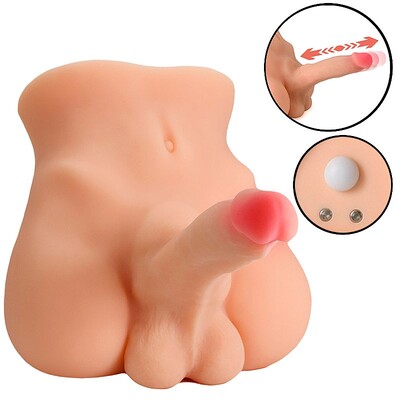 Foto Boneco Meio Corpo Masculino Pênis Vibrador Vai e Vem com Ânus