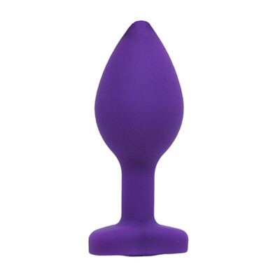 Foto Plug Anal em Silicone com Joia em Formato de Coração - Tamanho P 7 cm x 2,5 cm