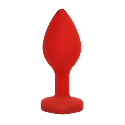 Foto Plug Anal em Silicone com Joia em Formato de Coração - Tamanho P 7 cm x 2,5 cm