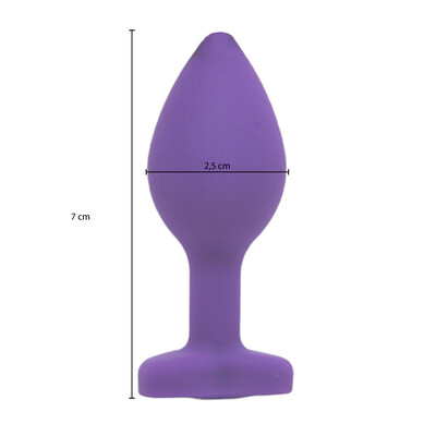 FotoPlug Anal em Silicone com Joia em Formato de Coração - Tamanho P 7 cm x 2,5 cm