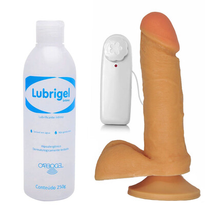 Pênis Explorator com Vibro e Ventosa + Lubrigel 250g