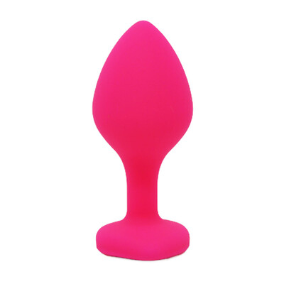 Plug Anal em Silicone com Joia em Formato de Coração - Tamanho M 7,8 cm x 3,2 cm