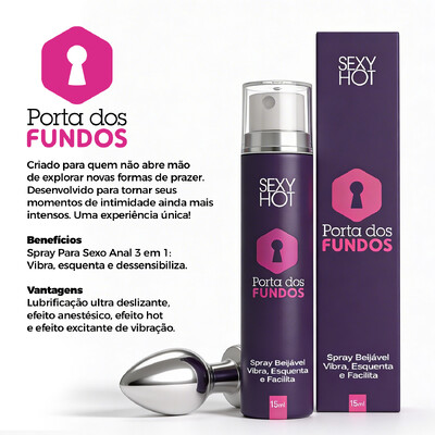 FotoPorta dos Fundos Dessensibilizante Anal Beijável 3 em 1 Vibra, Esquenta e Facilita