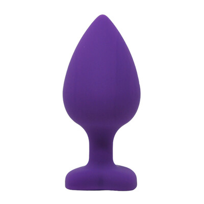 Foto Plug Anal em Silicone com Joia em Formato de Coração - Tamanho G 9 cm x 3,8 cm