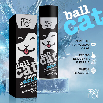 FotoGel Beijável Para Sexo Oral Ball Cat Esquenta e Esfria- Sabor Black Ice