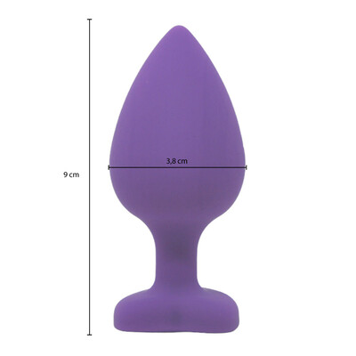 FotoPlug Anal em Silicone com Joia em Formato de Coração - Tamanho G 9 cm x 3,8 cm