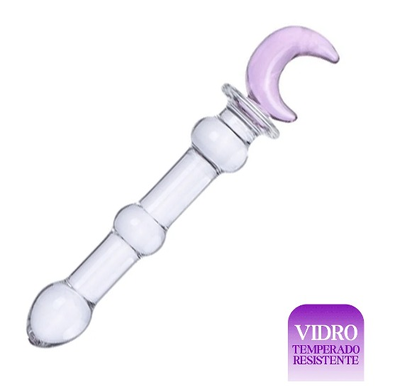 Foto Plug Anal de Vidro Dildo Estimulador Formato de Lua
