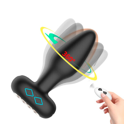 Foto Plug Anal Rotativo 360° em Silicone com Vibração e Controle