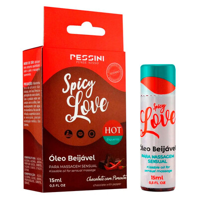 Óleo Sensual para Massagem Beijável 15ml - Spicy Love Efeito Hot