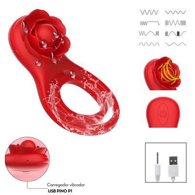 FotoAnel Peniano Duplo com Vibrador Rosa Estimuladora