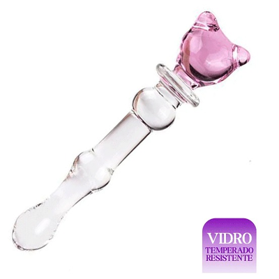 Foto Plug Anal de Vidro Dildo Estimulador Formato de Gatinho