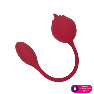 Foto Vibrador Estimulador Clitoriano Duplo em Formato de Rosa por Aplicativo