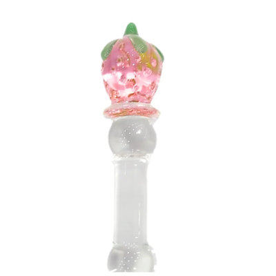 Foto Plug Penetrador Dildo de Vidro em Alto Relevo Formato de Morango
