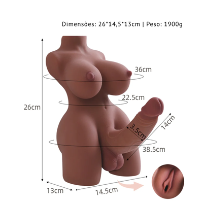 FotoMasturbador Meio Corpo Realístico Hermafrodita Vagina e Ânus Pênis