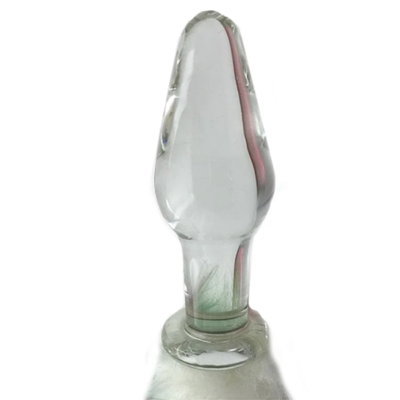 Foto Plug Anal de Vidro com Rabo Estimulador Sexual Rosa com Verde
