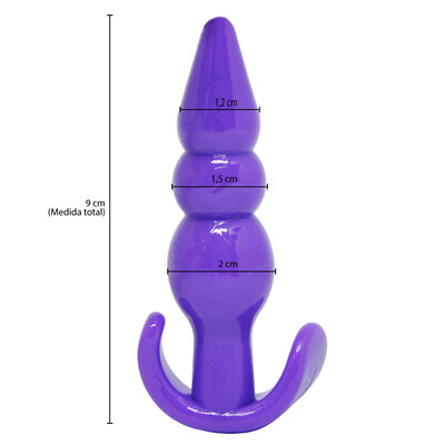 Foto Plug Anal Escalonado em Silicone com Alça Formato de Bolhas