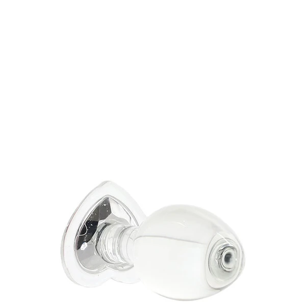 Plug Anal Grande em Vidro com Pedra Brilhante na Base Formato Coração
