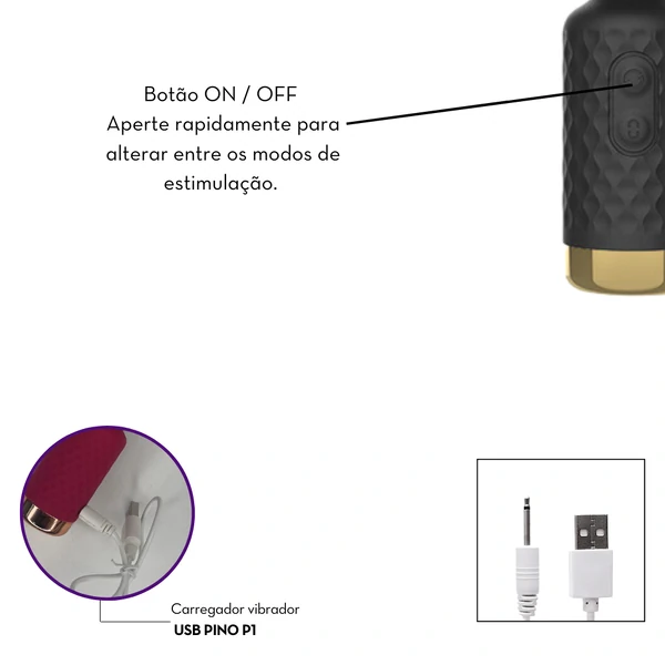 Mini Vibrador Massageador Multivelocidade com Toque Aveludado