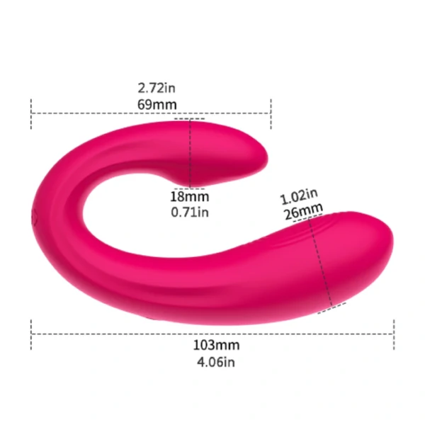 Vibrador de Casal Tipo U em Silicone Macio - com Aplicativo