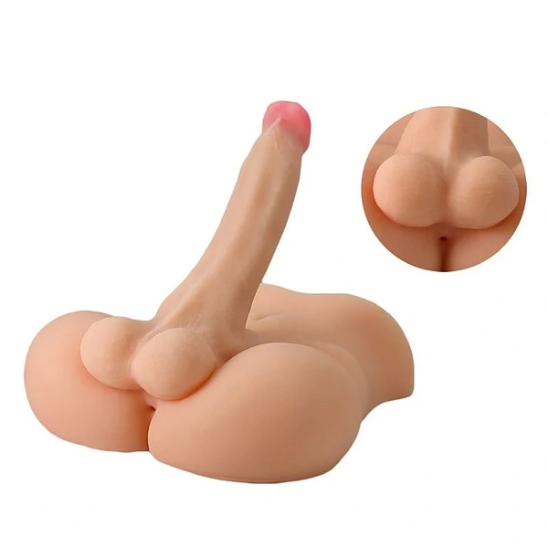 Boneco Meio Corpo Masculino Pênis Vibrador Vai e Vem com Ânus