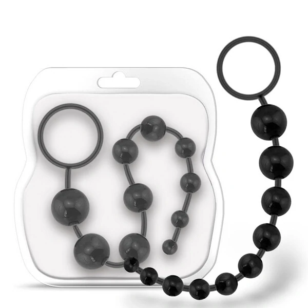 Plug Anal Cordão de Silicone com Esferas Escalonadas e Alça