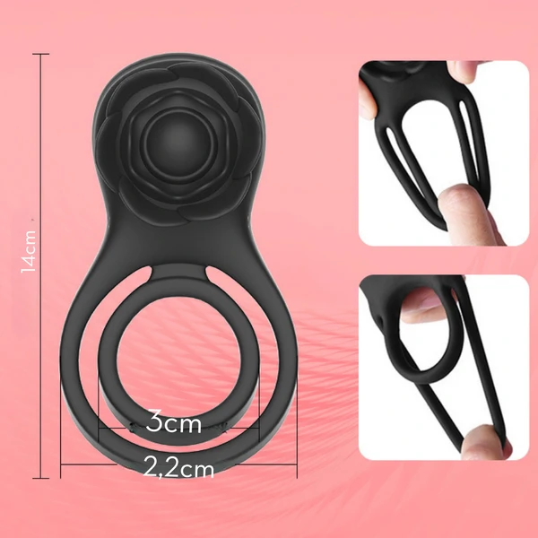 Anel Peniano Duplo com Vibrador Rosa Estimuladora