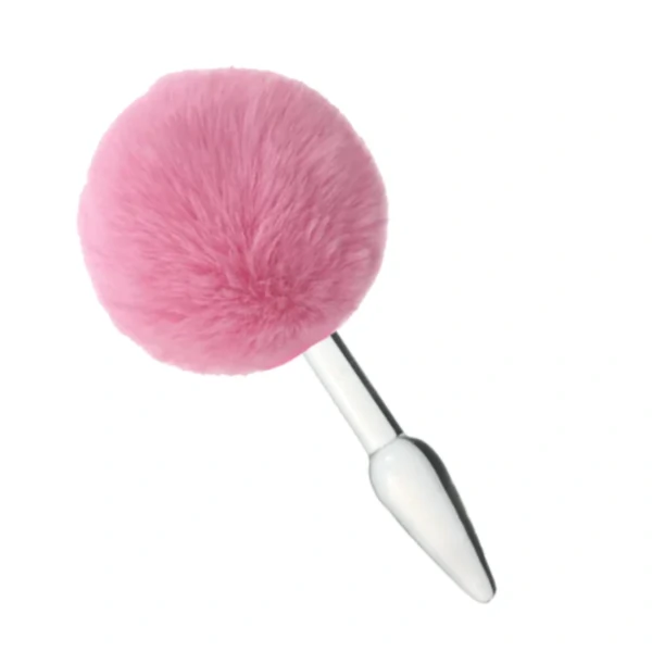 Plug Anal de Vidro com Pompom Rosa
