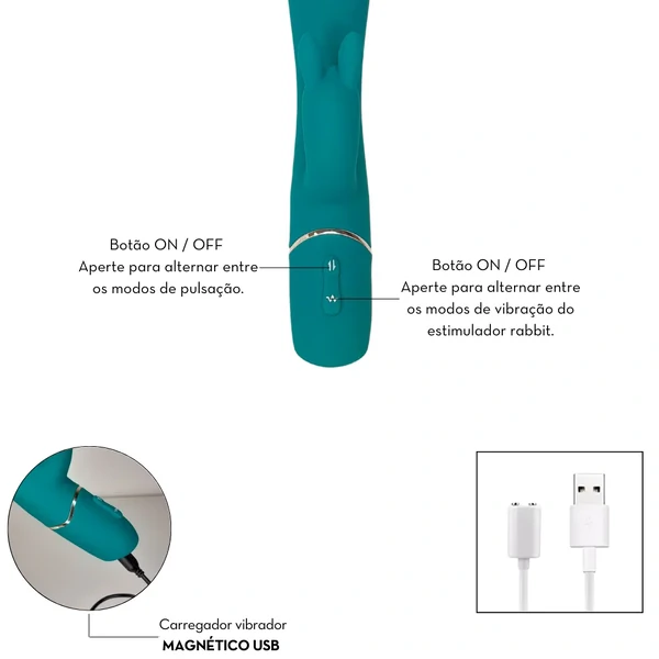 Vibrador Estimulador Duplo de Ponto G e Clitóris Rabbit Nv Toys Dido