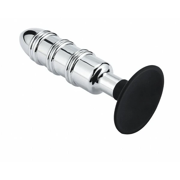 Plug Anal De Metal Anelado Com Ventosa