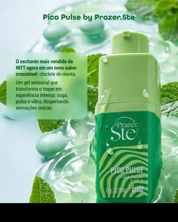 Gel Sugador Excitante Pico Pulse Beijável Unissex Vibra Pulsa e Gela Forte