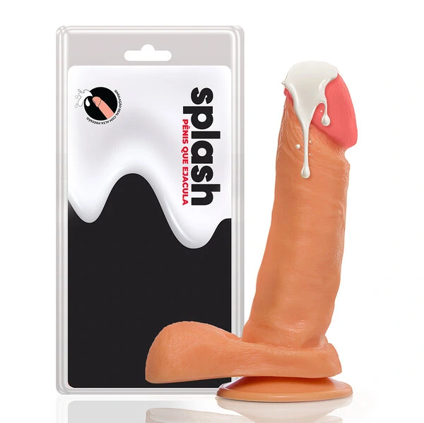 Splash - Pênis Que Ejacula com Ventosa e Escroto 16,5 cm x 4 cm