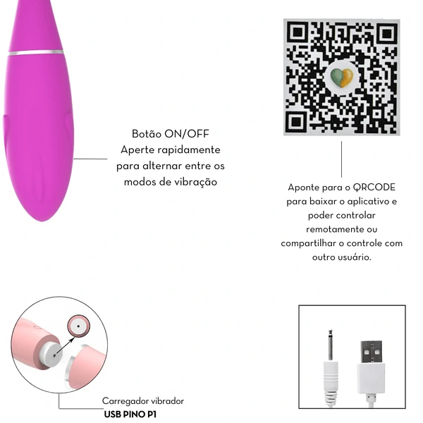 Vibrador Cápsula em Formato de Golfinho por Aplicativo Toque Aveludado