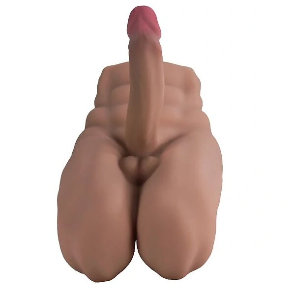 Boneco Meio Corpo Masculino de Joelhos com Pênis 20 cm