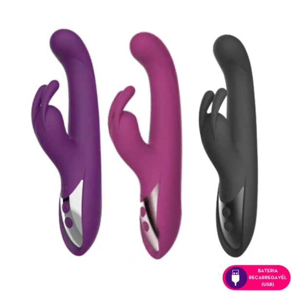 Super Vibrador Estimulador Ponto G com Rabbit Estimulador de Clitoris Toque Aveludado