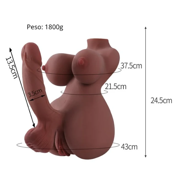 Masturbador Hermafrodita Corpo Realístico Vagina Ânus Pênis