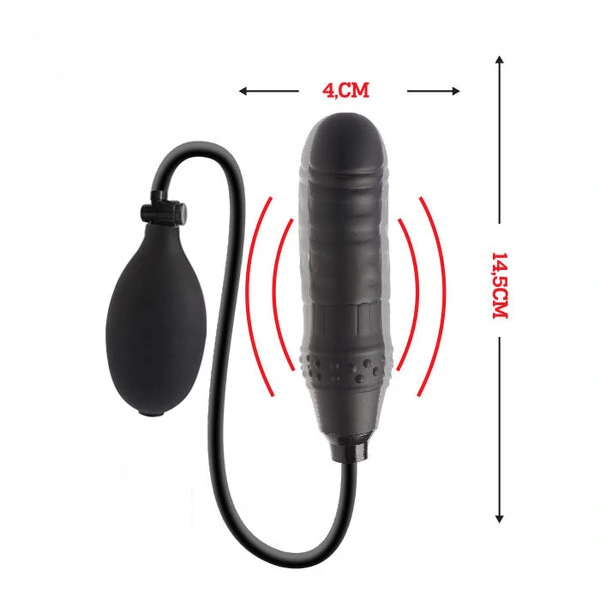 Pênis Plug Anal Inflável Silicone 14,5 cm x 4 cm - Dom H9